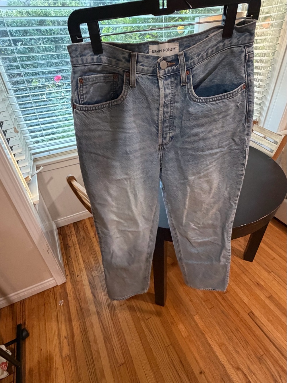 Denim Forum Women's Boyfriend Jeans in Light Blue Wash